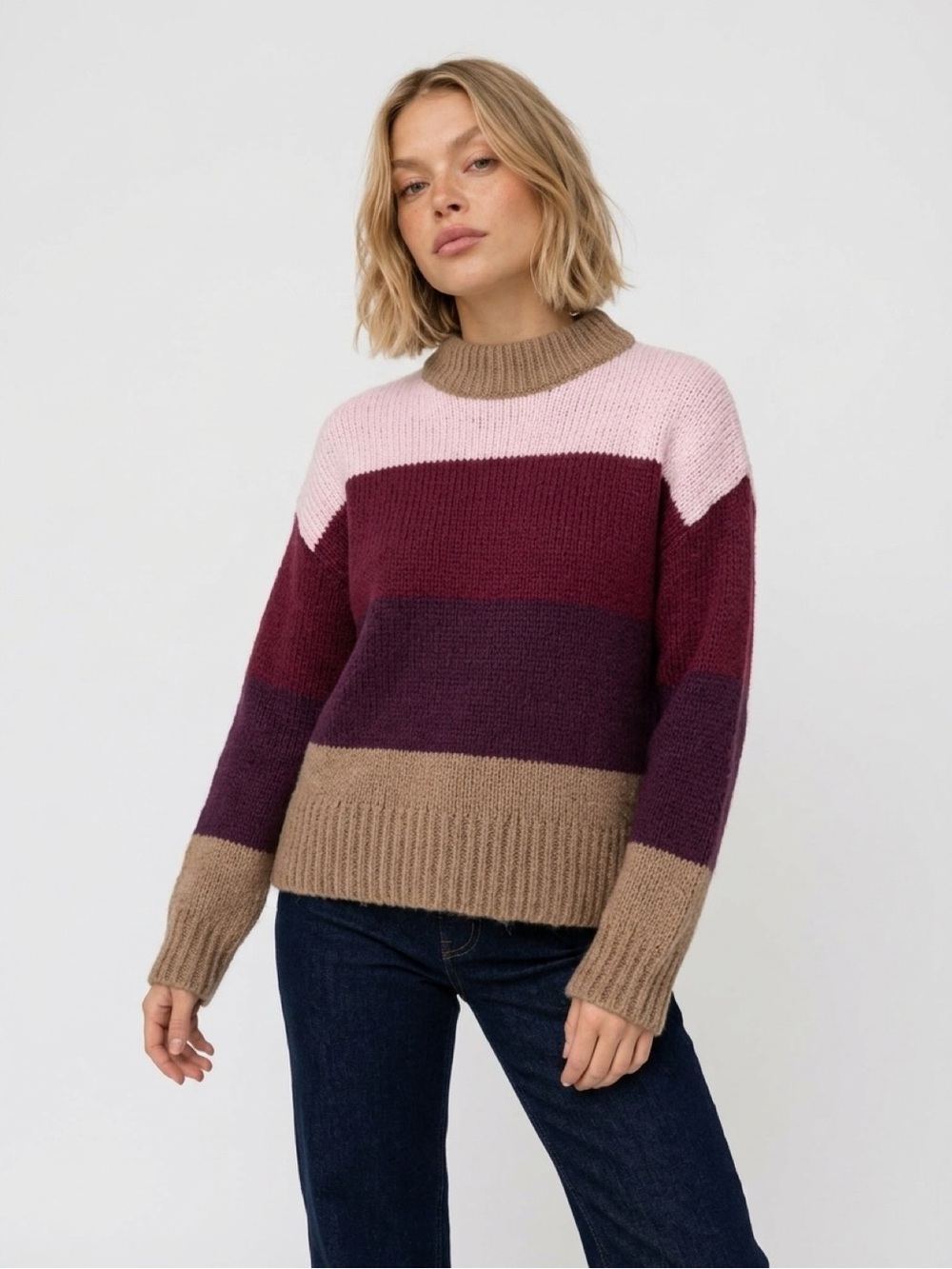 Rebecca Minkoff Women’s Colorblock Knit Crew Neck Pullover Sweater in size XS